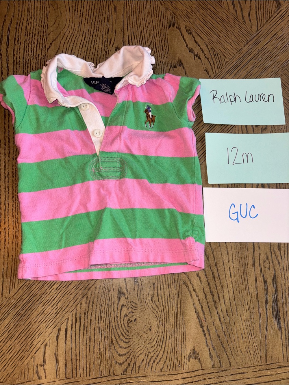 Ralph Lauren Pink & Green Striped Polo Shirt